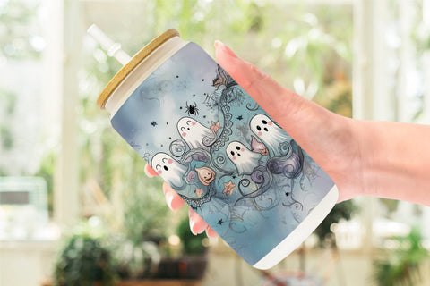 Glass Can Cute Ghost Pattern Sublimation artnoy 