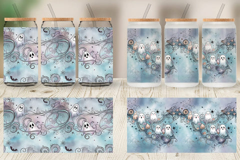 Glass Can Cute Ghost Pattern Sublimation artnoy 