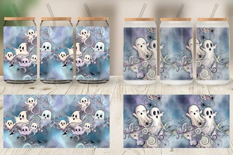 Glass Can Cute Ghost Pattern Sublimation artnoy 
