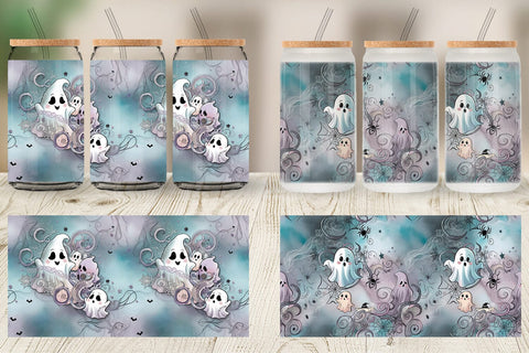 Glass Can Cute Ghost Pattern Sublimation artnoy 