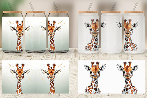 Glass Can Cute Giraffe Sublimation artnoy 