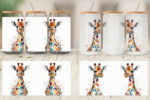 Glass Can Cute Giraffe Sublimation artnoy 