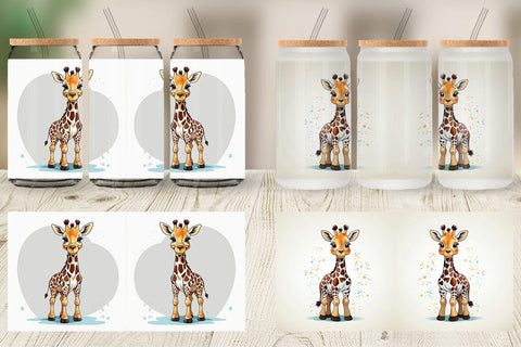 Glass Can Cute Giraffe Sublimation artnoy 