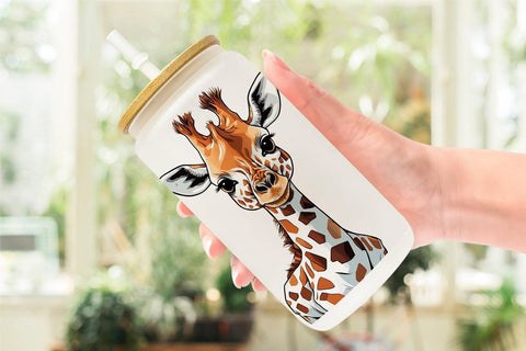 Glass Can Cute Giraffe Sublimation artnoy 