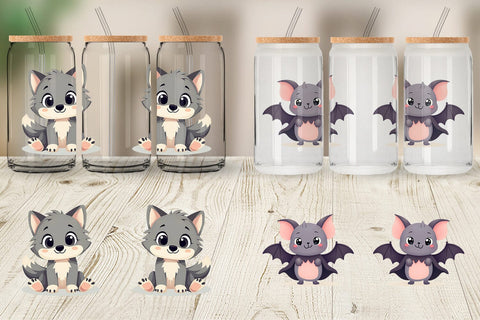 Glass Can Cute Halloween Animals Sublimation artnoy 