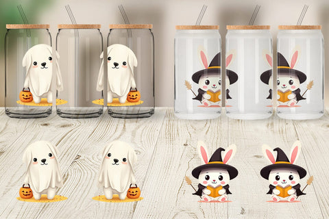 Glass Can Cute Halloween Animals Sublimation artnoy 