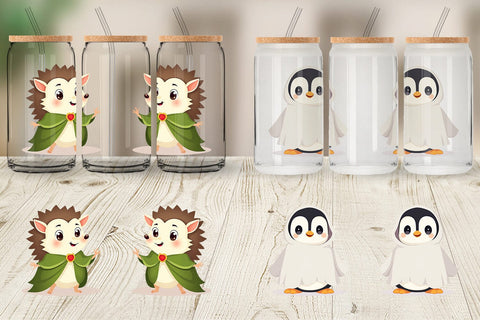 Glass Can Cute Halloween Animals Sublimation artnoy 
