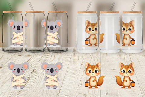 Glass Can Cute Halloween Animals Sublimation artnoy 