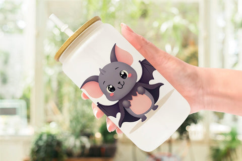 Glass Can Cute Halloween Animals Sublimation artnoy 