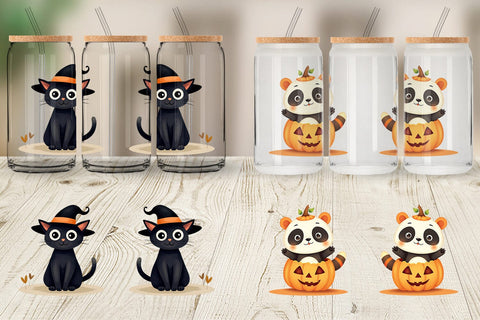 Glass Can Cute Halloween Animals Sublimation artnoy 