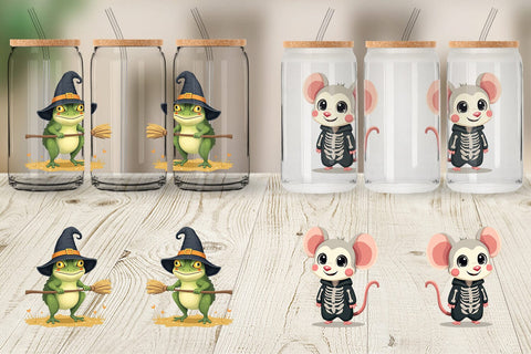 Glass Can Cute Halloween Animals Sublimation artnoy 
