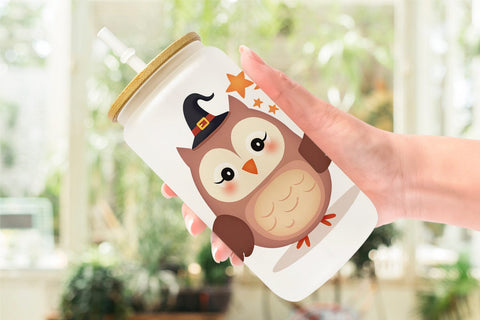 Glass Can Cute Halloween Animals Sublimation artnoy 
