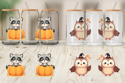 Glass Can Cute Halloween Animals Sublimation artnoy 