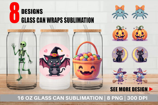 Glass Can Cute Halloween Sublimation artnoy 