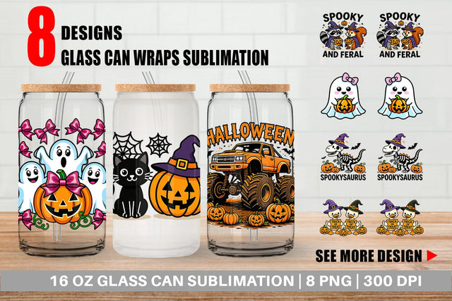 Glass Can Cute Halloween Sublimation artnoy 