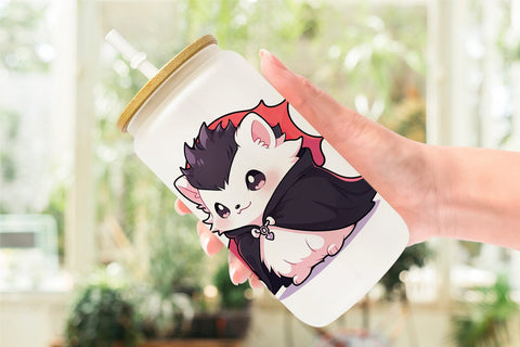 Glass Can Cute Hedgehog Halloween Sublimation artnoy 