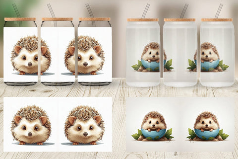 Glass Can Cute Hedgehog Sublimation artnoy 