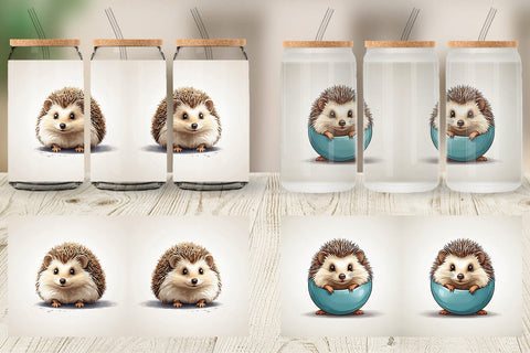 Glass Can Cute Hedgehog Sublimation artnoy 