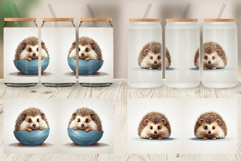 Glass Can Cute Hedgehog Sublimation artnoy 