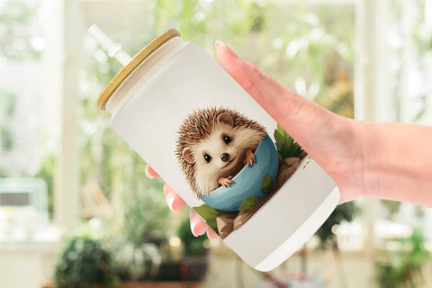 Glass Can Cute Hedgehog Sublimation artnoy 