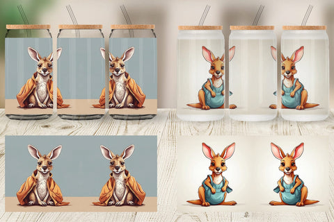 Glass Can Cute Kangaroo Sublimation artnoy 