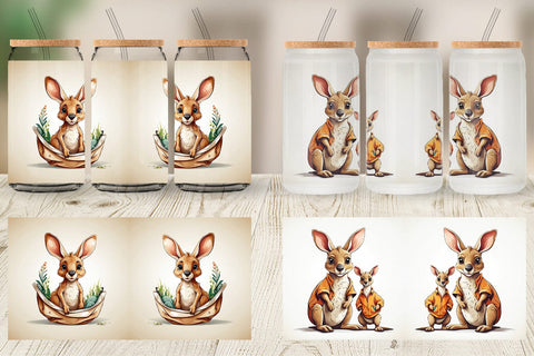 Glass Can Cute Kangaroo Sublimation artnoy 