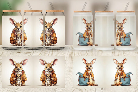 Glass Can Cute Kangaroo Sublimation artnoy 
