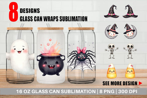 Glass Can Cute Kids Halloween Sublimation artnoy 