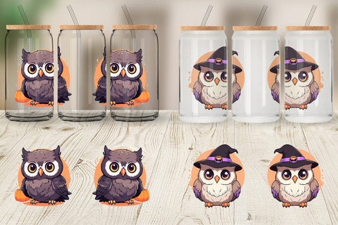 Glass Can Cute Owl Illustration Sublimation artnoy 