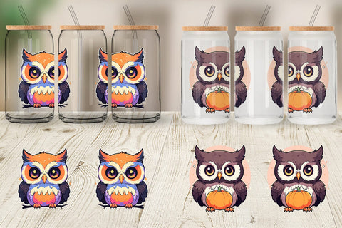 Glass Can Cute Owl Illustration Sublimation artnoy 