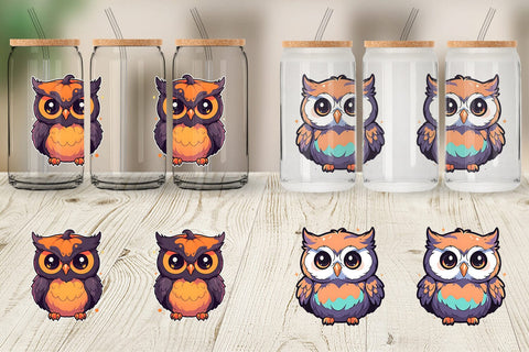 Glass Can Cute Owl Illustration Sublimation artnoy 