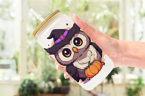 Glass Can Cute Owl Illustration Sublimation artnoy 
