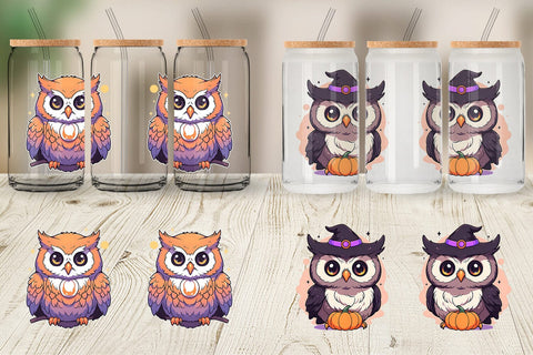 Glass Can Cute Owl Illustration Sublimation artnoy 