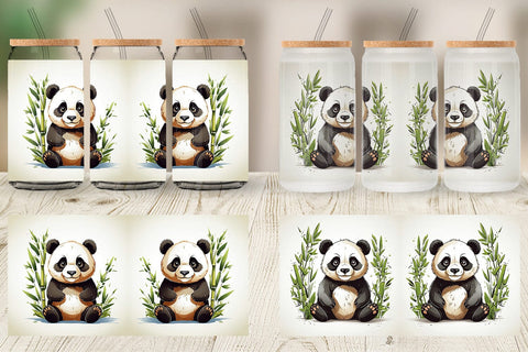 Glass Can Cute Panda Sublimation artnoy 