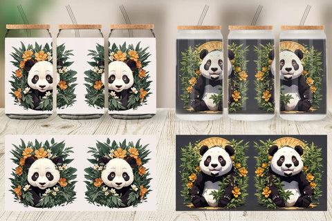 Glass Can Cute Panda Sublimation artnoy 