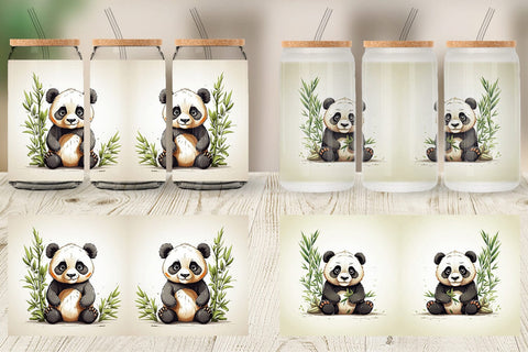 Glass Can Cute Panda Sublimation artnoy 