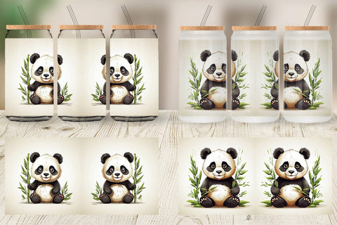 Glass Can Cute Panda Sublimation artnoy 