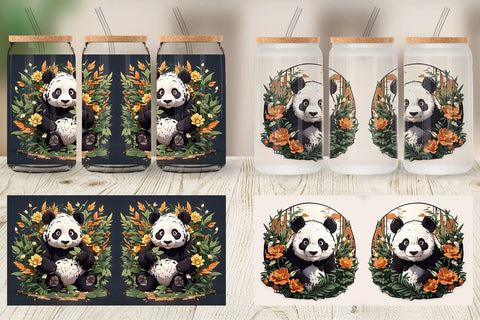 Glass Can Cute Panda Sublimation artnoy 