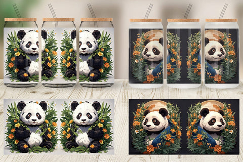 Glass Can Cute Panda Sublimation artnoy 