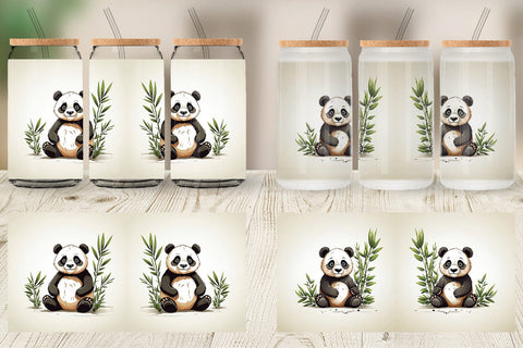 Glass Can Cute Panda Sublimation artnoy 