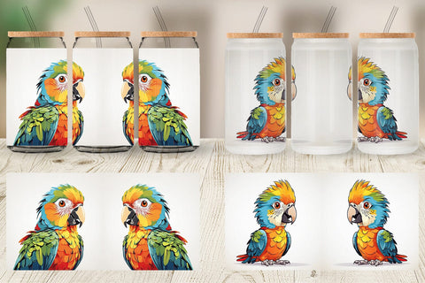 Glass Can Cute Parrot Sublimation artnoy 