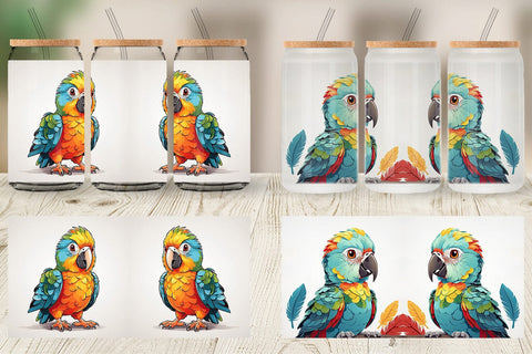 Glass Can Cute Parrot Sublimation artnoy 