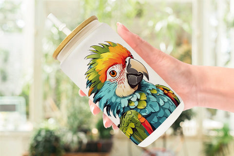 Glass Can Cute Parrot Sublimation artnoy 