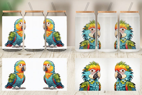 Glass Can Cute Parrot Sublimation artnoy 