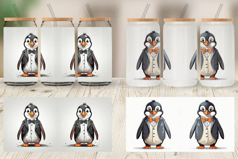 Glass Can Cute Penguin Sublimation artnoy 