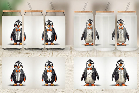 Glass Can Cute Penguin Sublimation artnoy 