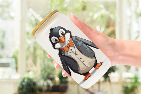 Glass Can Cute Penguin Sublimation artnoy 