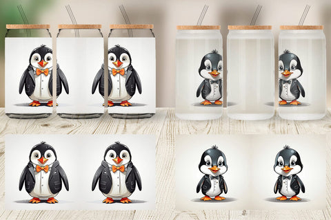 Glass Can Cute Penguin Sublimation artnoy 