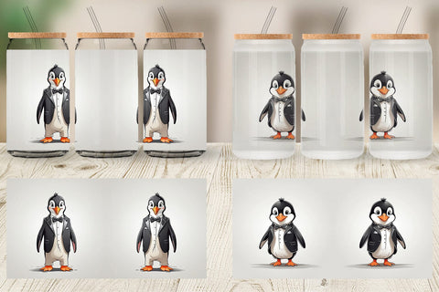Glass Can Cute Penguin Sublimation artnoy 