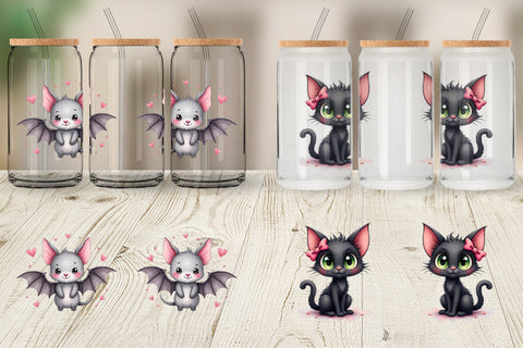 Glass Can Cute Pink Halloween Sublimation artnoy 